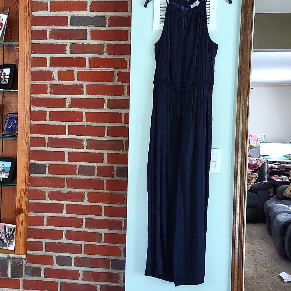 Loft jumpsuit, sleeveless, wide leg, XS, navy blue.